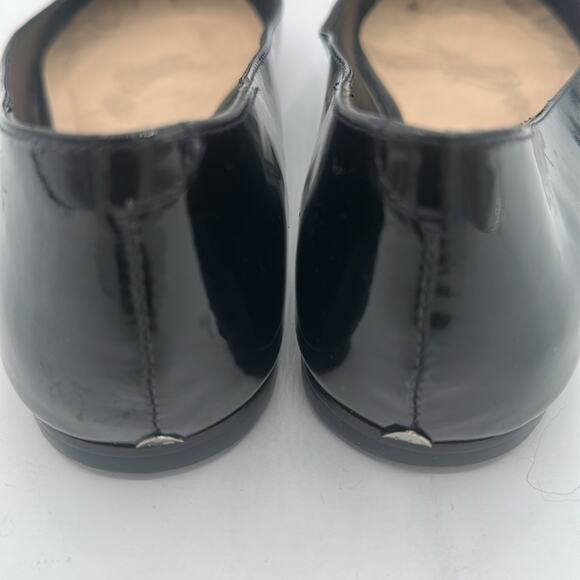 LOEFFLER RANDALL NATALIE BLACK PATENT LEATHER POINT TOE SILVER STUDDED FLATS 10B - Picture 7 of 11